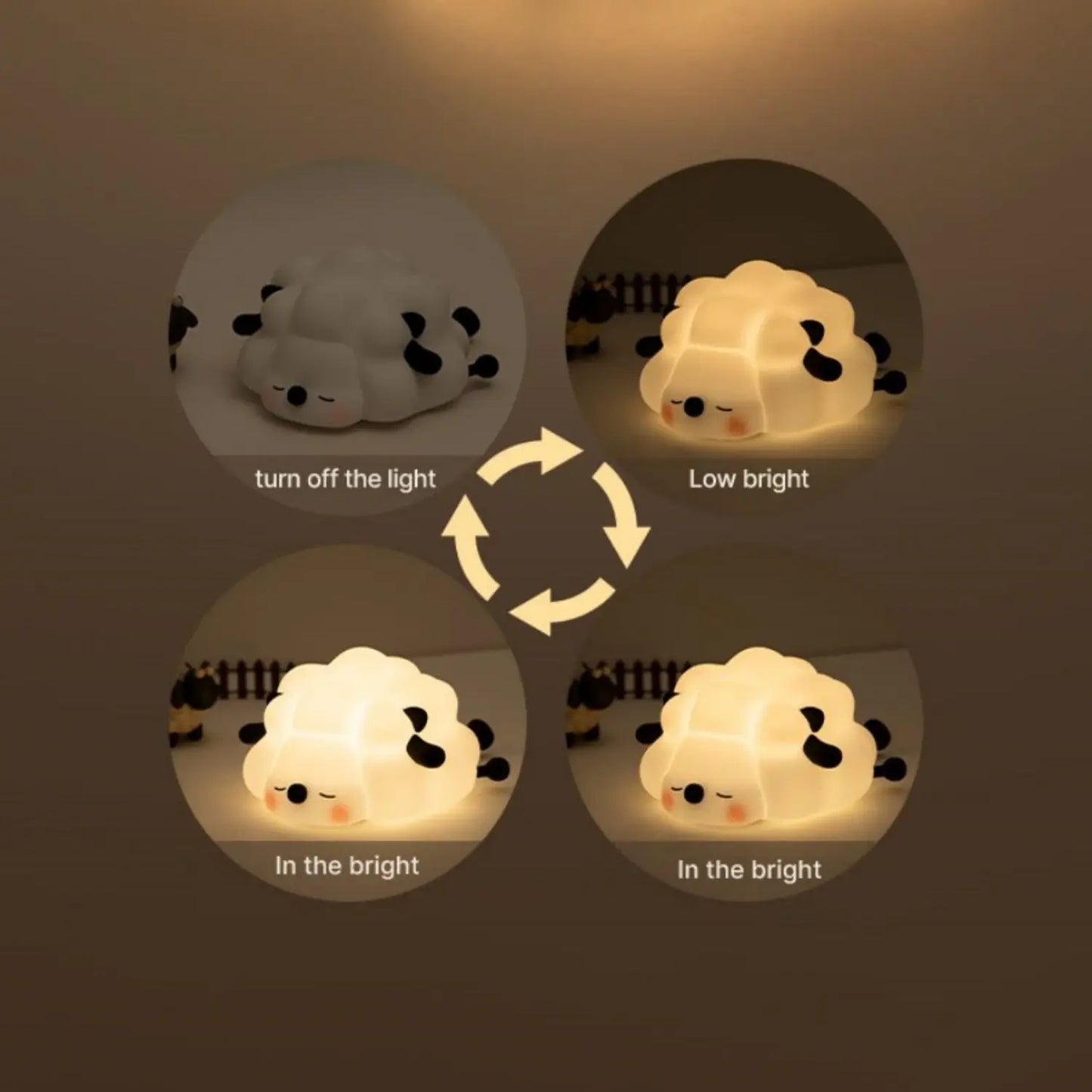 LED Night Lights Cute Sheep Panda Rabbit Silicone Lamp